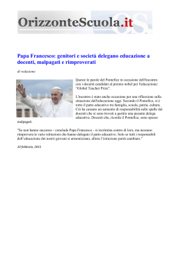 Papa Francesco: genitori e società delegano educazione a docenti