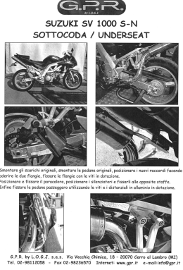 SUZUKI SV 1000 S-N SOTTOCODA / UNDERSEAT
