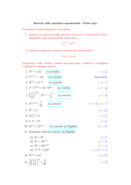 Esercizi sulle equazioni esponenziali