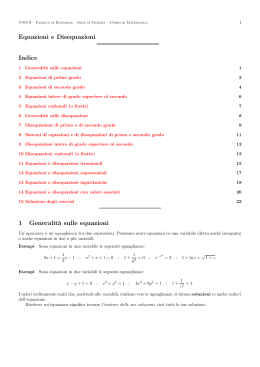 Equazioni e Disequazioni Indice 1 Generalit`a sulle equazioni