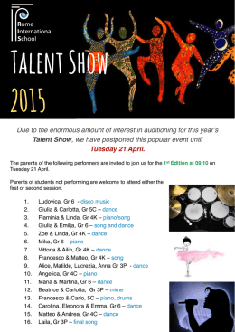 Due to the enormous amount of interest in auditioning for this year`s