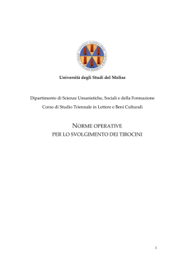 NORME OPERATIVE PER LO SVOLGIMENTO DEI TIROCINI
