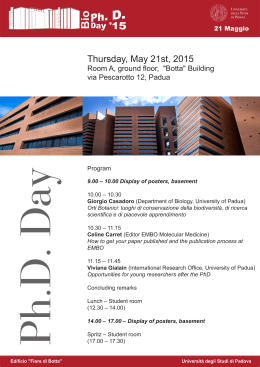 Thursday, May 21st, 2015 - PhD Program in Biosciences