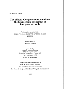The effects of organic compounds on the hygroscopic properties of