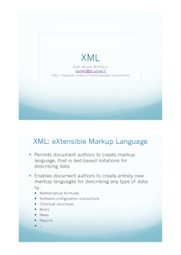 XML: eXtensible Markup Language