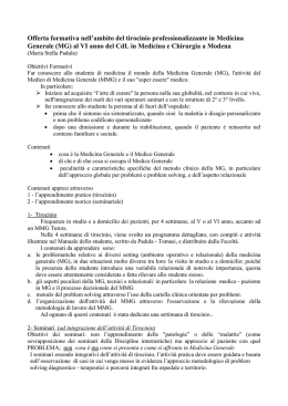 Offerta formativa nell`ambito del tirocinio professionalizzante