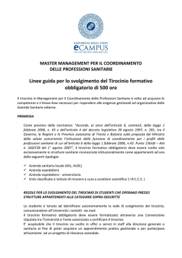 Linee guida per lo svolgimento del Tirocinio formativo