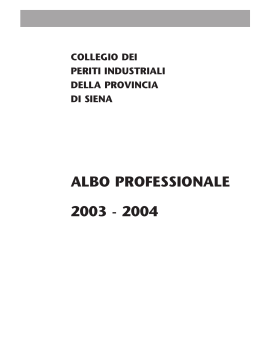 ALBO PROFESSIONALE 2003 - 2004 - Collegio dei Periti Industriali