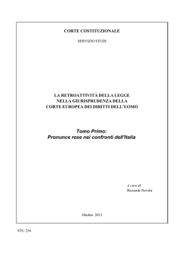 Tomo Primo: Pronunce rese nei confronti dell`Italia