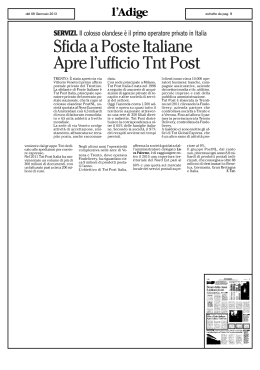 Sfida a Poste Italiane Apre l`ufficio Tnt Post