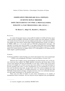 Osservazioni preliminari sulla fertilit&agrave; di bovine repeat