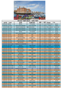 CRUISE TIMETABLES &ndash; BARI PORT DATE DAY SHIP COMPANY