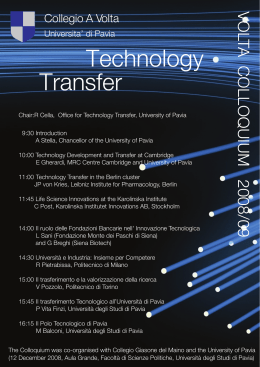 Technology Transfer - Collegio Alessandro Volta