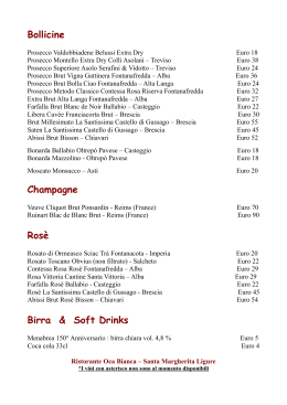 La lista completa dei vini