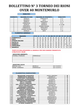 1 BOLLETTINO TORNEO DEI RIONI OVER 40 MONTEMURLO