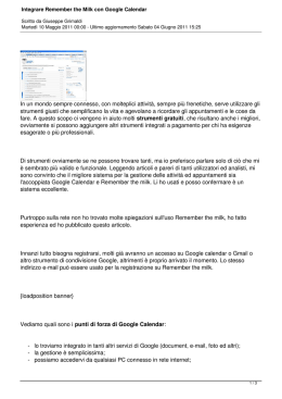 Integrare Remember the Milk con Google Calendar