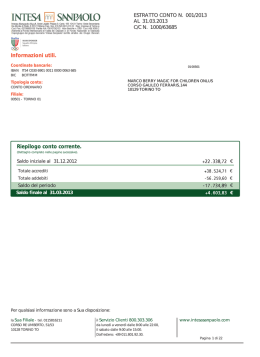 Informazioni utili. Riepilogo conto corrente.