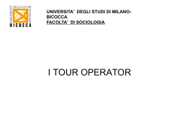I TOUR OPERATOR - Dipartimento di Sociologia