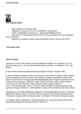 Curriculum Vitae - Colonproctologia Pisa Firenze, Chirurgia