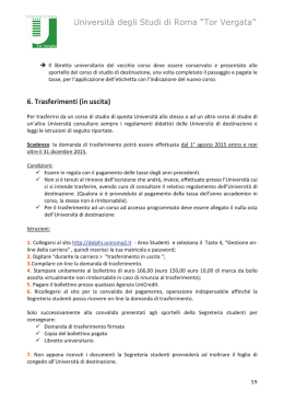 Trasferimenti in uscita verso altro Ateneo