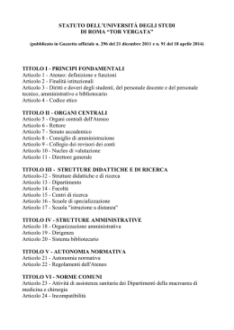 statuto dell`universit&agrave; degli studi - Universit&agrave; degli Studi di Roma Tor