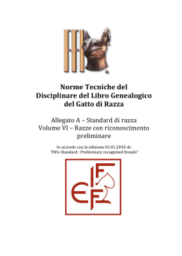 Volume VI - Standard razze con riconoscimento