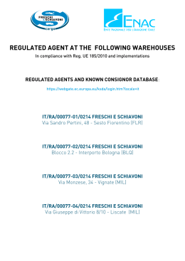 regulated agent at the following warehouses