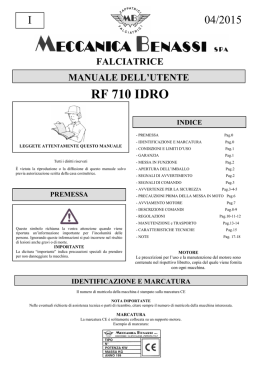 Manuale del prodotto - Meccanica Benassi Spa