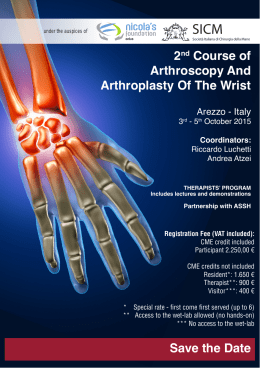 Save the Date 2nd Course of Arthroscopy And Arthroplasty