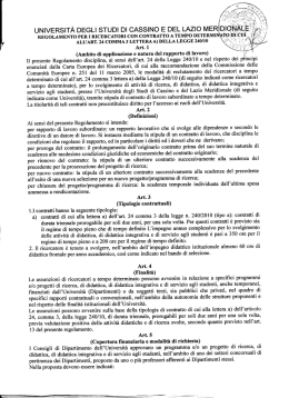 Regolamento per i Ricercatori con contratto a tempo determinato di