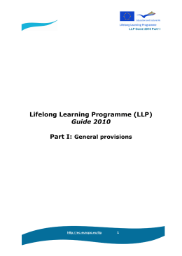 LLP Guide for Applicants - Nationalagentur Lebenslanges Lernen