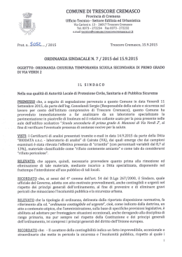 Ordinanza n. 7/2015 del Comune di Trescore Cremasco