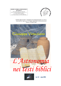 L`Astronomia nei testi biblici - Osservatorio Astronomico di Genova