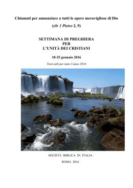 Opuscolo Settimana Unita` dei Cristiani 2016