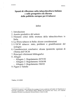 Le prospettive della tabacchicoltura in Italia secondo la