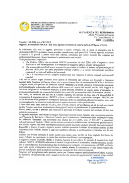 1) Comunicazione dell`Agenzia del Territorio e nota del Presidente