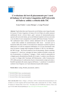 L`evoluzione del test di piazzamento per i corsi di Italiano L2 al