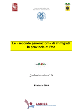 Le «seconde generazioni» di immigrati in provincia di Pisa
