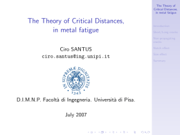 The Theory of Critical Distances, in metal fatigue