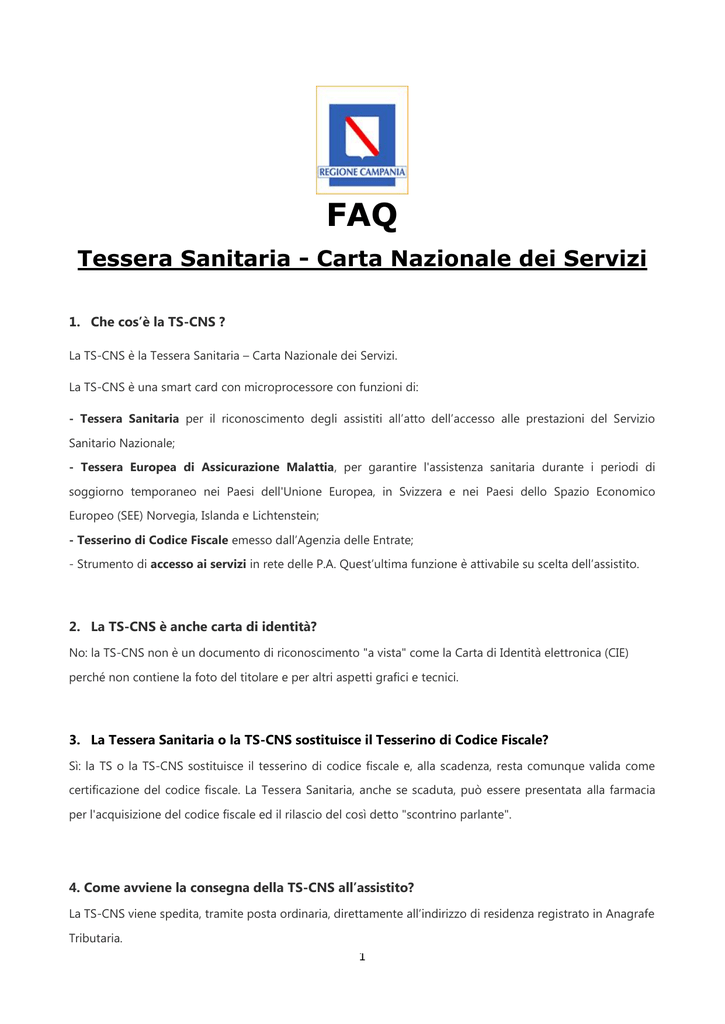 Faq Sulla Ts Cns