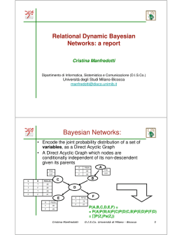 Bayesian Networks: - Dipartimento di Informatica Sistemistica e