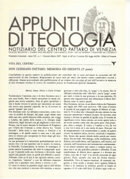 Visualizza il n. 1 del 2007 - Centro di studi teologici Germano Pattaro