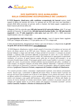 XVII rapporto Almalaurea sulla condizione occupazionale dei laureati