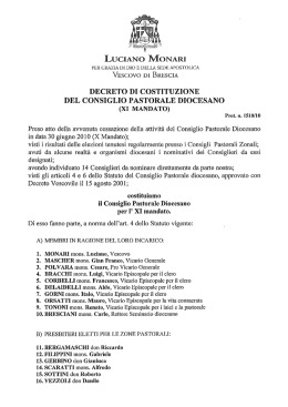 Decreto di costituzione - XI mandato 2012-2015
