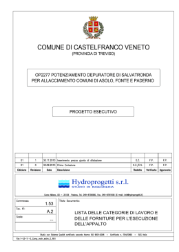Lista delle categorie di lavori e forniture per l`esecuzione dell`appalto