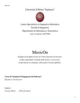 MusicOn - Dipartimento di Informatica e Sistemistica