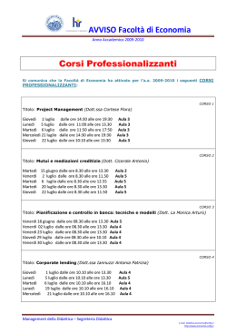 AVVISO Facoltà di Economia Corsi Professionalizzanti