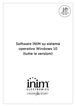 INIM - Software INIM su sistema operativo Windows 10