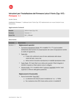 Istruzioni per l`installazione del firmware Leica X Vario (Typ 107