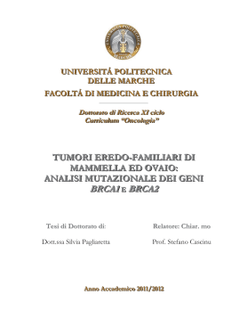 BRCA1 E BRCA2 - Università Politecnica delle Marche